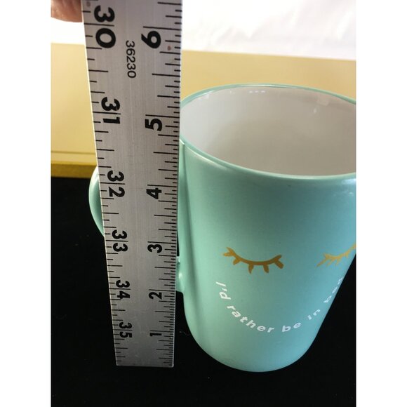 Family Inspired Meals by Ayesha Curry "I'd rather be in bed" Coffee Tea Mug Teal - Picture 11 of 12